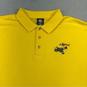 P40 Warhawk Polo Shirt Mens XL Yellow Fantasy‎ Of Flight Military Knit Cotton